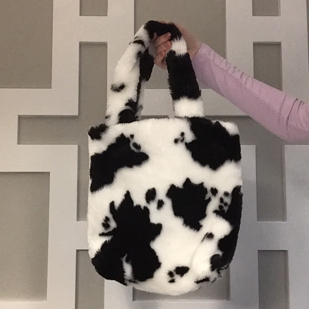 Handmade🐄 faux fur cow tote bag